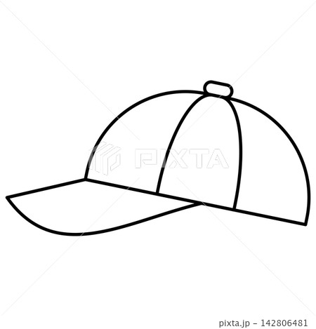 Minimalist black outline icon illustration of a baseball cap isolated on transparent background. Line art stroke casual headwear hat clip art graphic design element for apparel fashion assets. Minimalist black outline icon illustration of a baseball cap isolated on transparent background. Line art stroke casual headwear hat clip art graphic design element for apparel fashion assets. 142806481