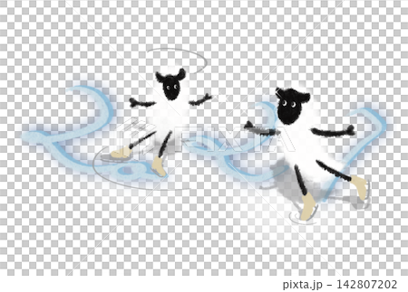 Illustration of a pair of sheep figure skaters 142807202