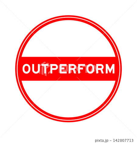 Red color round seal sticker in word outperform on white background Red color round seal sticker in word outperform on white background 142807713