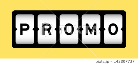 Black color in word promo on slot banner with yellow color background 142807737