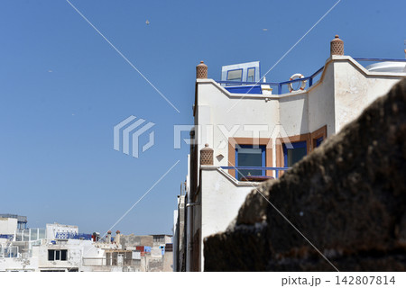 Essaouira old medina whitewashed buildings, Morocco 142807814