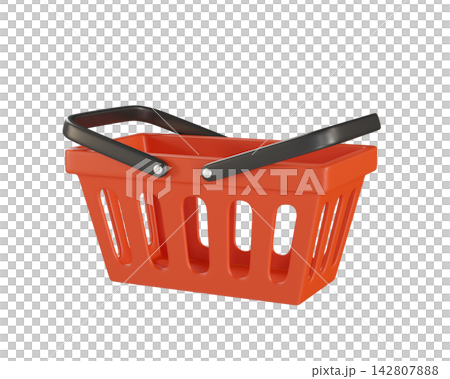 Red empty Shopping Cart from a supermarket for shopping. Shopping Basket, Shopping bag, 3d rendering of the icon Red empty Shopping Cart from a supermarket for shopping. Shopping Basket, Shopping bag, 3d rendering of the icon 142807888
