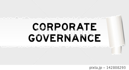 Ripped gray paper background that have word corporate governance under torn part 142808293