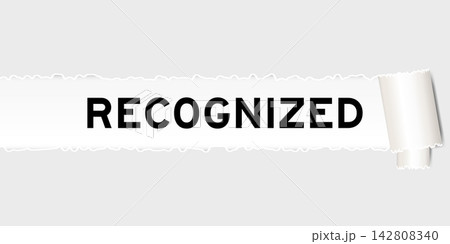 Ripped gray paper background that have word recognized under torn part Ripped gray paper background that have word recognized under torn part 142808340