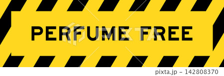 Yellow and black color with line striped label banner with word perfume free Yellow and black color with line striped label banner with word perfume free 142808370