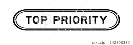 Grunge black top priority word rubber seal stamp on white background 142808380