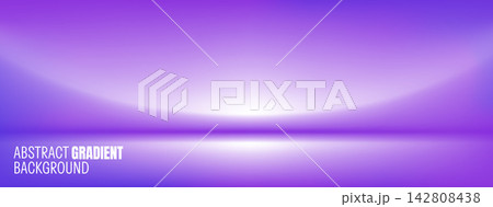 Purple gradient studio with a bright curved horizon. Violet orb glow over a reflective platform. Smooth vector gradation with copy space for product display or music event poster or tech branding bg 142808438