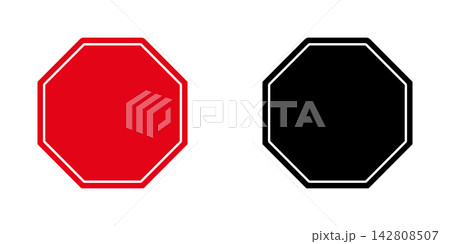 Octagon Shapes Solid Icon Set. Traffic Sign, Warning, And Stop Symbol Collection. Road Safety And Navigation. Isolated Vector Illustration Octagon Shapes Solid Icon Set. Traffic Sign, Warning, And Stop Symbol Collection. Road Safety And Navigation. Isolated Vector Illustration 142808507