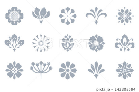 Flower icons set. Isolated elements for design. Vector graphics. Flower collection 142808594