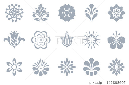 Flower icons set. Isolated elements for design. Vector graphics. Flower collection Flower icons set. Isolated elements for design. Vector graphics. Flower collection 142808605