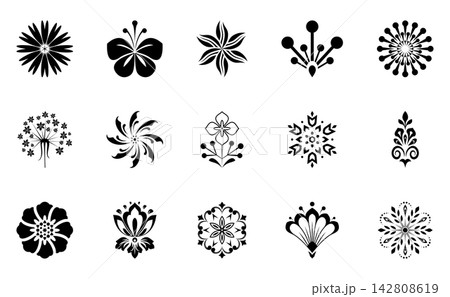 Flower icons set. Isolated elements for design. Vector graphics. Flower collection 142808619