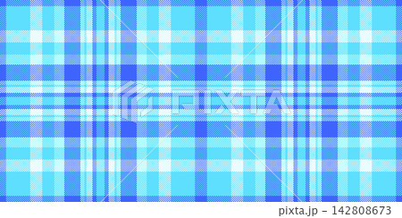 Flannel texture fabric plaid, britain background seamless tartan. Knot textile check vector pattern in cyan and blue colors. 142808673