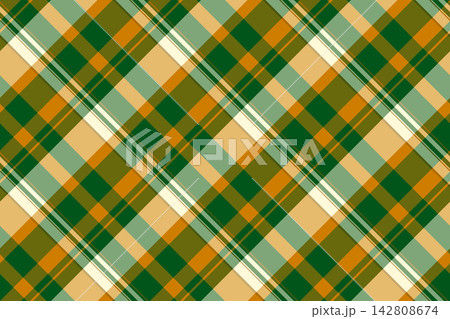 Pixel fabric texture check, mexico tartan pattern background. Stripe seamless plaid vector textile in lime and amber colors. Pixel fabric texture check, mexico tartan pattern background. Stripe seamless plaid vector textile in lime and amber colors. 142808674