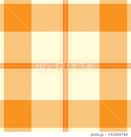 Marketing background seamless vector, independence day fabric textile texture. Gorgeous tartan plaid check pattern in orange and light yellow colors. Marketing background seamless vector, independence day fabric textile texture. Gorgeous tartan plaid check pattern in orange and light yellow colors. 142808798