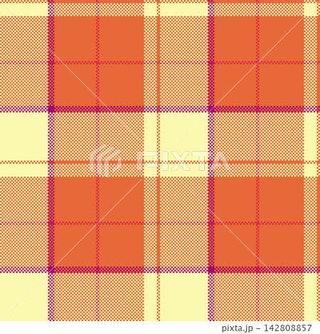 Curve seamless texture check, autumn vector tartan background. Merry plaid pattern textile fabric in orange and yellow colors. 142808857