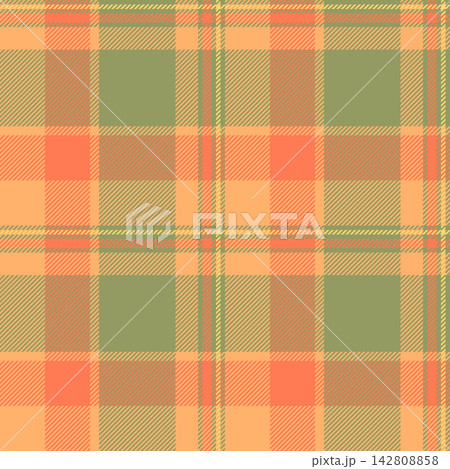 Panjabi textile check tartan, home pattern vector fabric. Cool plaid background seamless texture in lime and orange colors. Panjabi textile check tartan, home pattern vector fabric. Cool plaid background seamless texture in lime and orange colors. 142808858