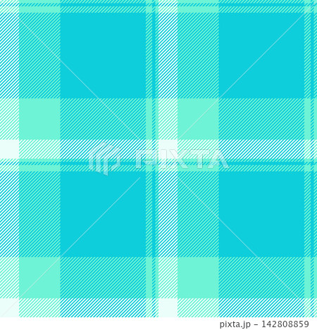Flowing seamless fabric check, patterned background pattern vector. Outline tartan textile plaid texture in cyan and teal colors. 142808859