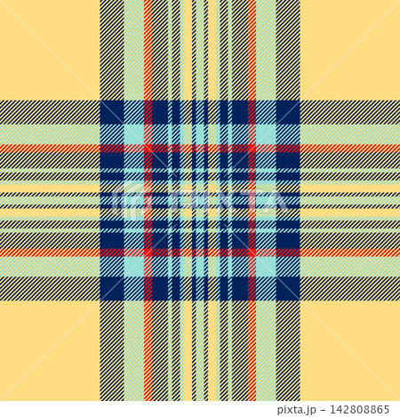 Duvet fabric tartan textile, rest texture check seamless. Marriage background vector plaid pattern in amber and blue colors. 142808865