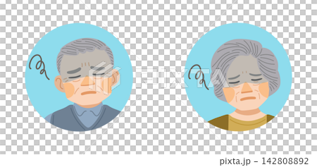 A set of facial expression icons for depressed elderly men and women. A set of facial expression icons for depressed elderly men and women. 142808892