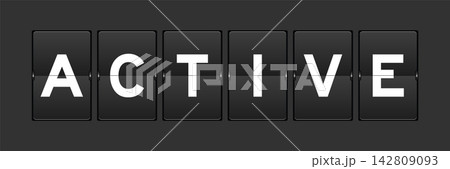 Black color analog flip board with word active on gray background 142809093