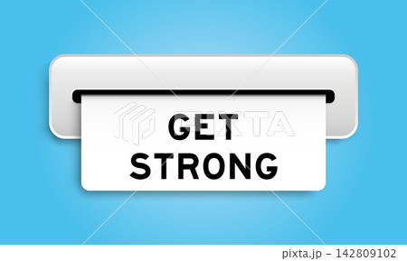 White coupon banner with word get strong from machine on blue color background White coupon banner with word get strong from machine on blue color background 142809102