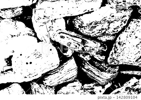 Grunge black and white rock wall textured background (Vector). Use for decoration, aging or old layer 142809104