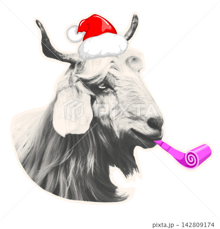 Halftone Goat Head Paper Cutout For New Year 2027 Halftone Goat Head Paper Cutout For New Year 2027 142809174