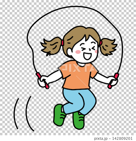 Illustration of a girl jumping rope 142809201