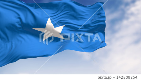 Somalia national flag waving in the wind Somalia national flag waving in the wind 142809254