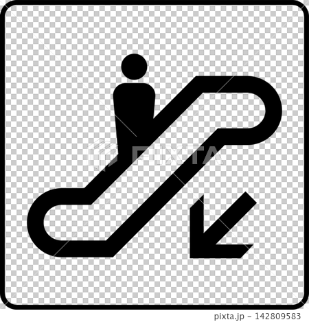 pictogram for a downward escalator pictogram for a downward escalator 142809583