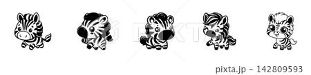 Vector illustration of cute cartoon zebras 142809593