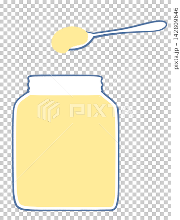 An illustration depicting the act of scooping the contents of a bottle with a spoon. An illustration depicting the act of scooping the contents of a bottle with a spoon. 142809646