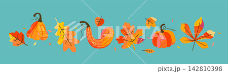 Cute set of colorful pumpkins,maple,oak leaves.Isolated hand drawn pumpkins and leaves in fall colors.Flat design for harvest,Thanksgiving or Halloween cards,autumn patterns, seasonal festive.Vector Cute set of colorful pumpkins,maple,oak leaves.Isolated hand drawn pumpkins and leaves in fall colors.Flat design for harvest,Thanksgiving or Halloween cards,autumn patterns, seasonal festive.Vector 142810398