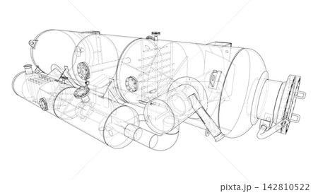 submarine wireframe illustration. Vector 142810522