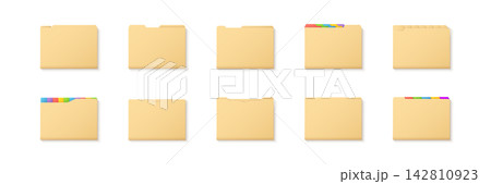 Manila folder icon set for office filing storage 142810923