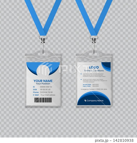 Id badge template set with lanyard and corporate layout Id badge template set with lanyard and corporate layout 142810938