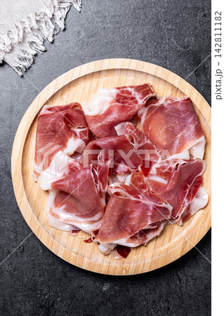 Spanish serrano ham slices Spanish serrano ham slices 142811182