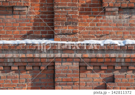 Fragment of a 19th century brick wall Fragment of a 19th century brick wall 142811372