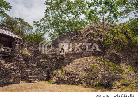 Ancient stone terraces forming the tall Tonina Maya pyramid and archaeological complex in Chiapas Mexico with pre Hispanic history stone walls cultural heritage Mexican archaeology and taking. Ancient stone terraces forming the tall Tonina Maya pyramid and archaeological complex in Chiapas Mexico with pre Hispanic history stone walls cultural heritage Mexican archaeology and taking. 142812393