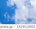 Soft white clouds floating across vibrant blue sky on bright day. Beautiful daytime skyscape background with natural light. Concept of freedom and peace. 142812602
