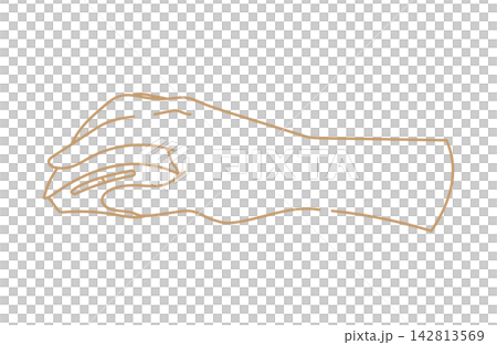 マウスを持つ手　イラスト　手元イラスト　線画 142813569