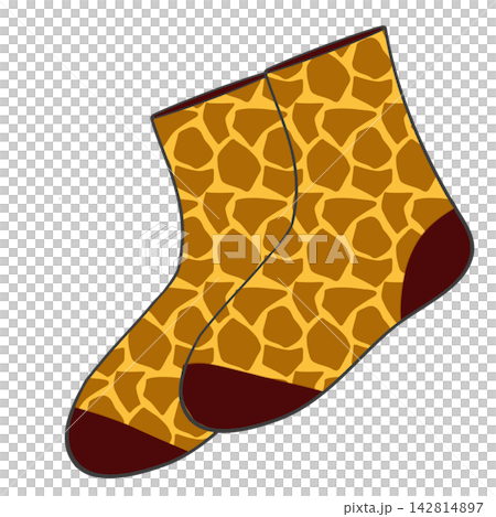 Giraffe Print Ankle Sock With Brown Heel Isolated Giraffe Print Ankle Sock With Brown Heel Isolated 142814897