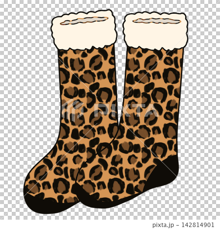 Cheetah Print Boots With White Fur Trim Isolated Cheetah Print Boots With White Fur Trim Isolated 142814901