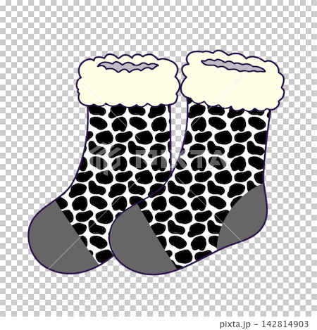 Cow Print Socks With White Fur Trim Pair Isolated 142814903