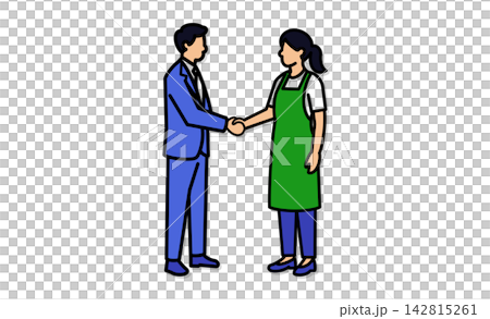 An illustration depicting a handshake between a childcare worker and a company employee, representing childcare businesses, inter-company collaboration, and work-style support. An illustration depicting a handshake between a childcare worker and a company employee, representing childcare businesses, inter-company collaboration, and work-style support. 142815261