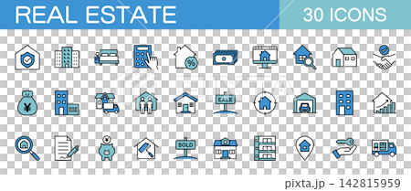 Real Estate Line Icon Set (Color) Real Estate Line Icon Set (Color) 142815959