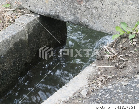 水の芸術　水路の景色　水のキラメキ　コピースペース　背景　バックグラウンド 142817551