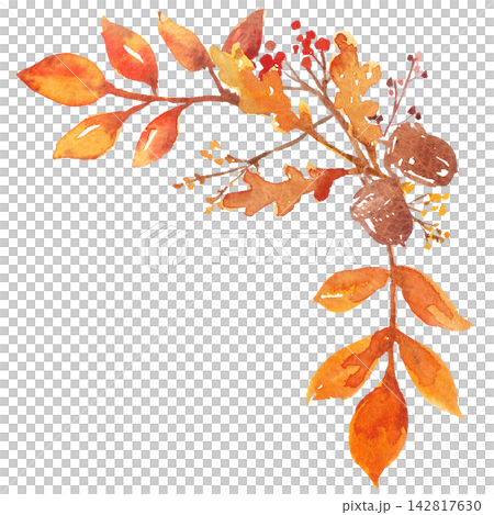 watercolor-painted autumn leaf frame material watercolor-painted autumn leaf frame material 142817630