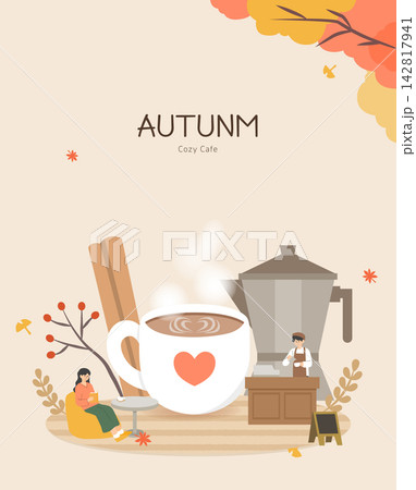 Warm and cozy autumn-themed illustration Warm and cozy autumn-themed illustration 142817941