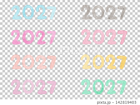 數位（2027）的水彩插圖 142819403